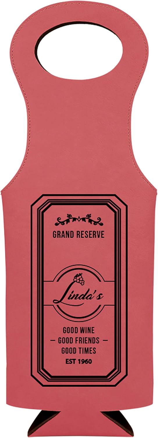 Sofia's Findings Personalized Leatherette Wine Bottle Bag - Wine Seal (Dark Brown)
