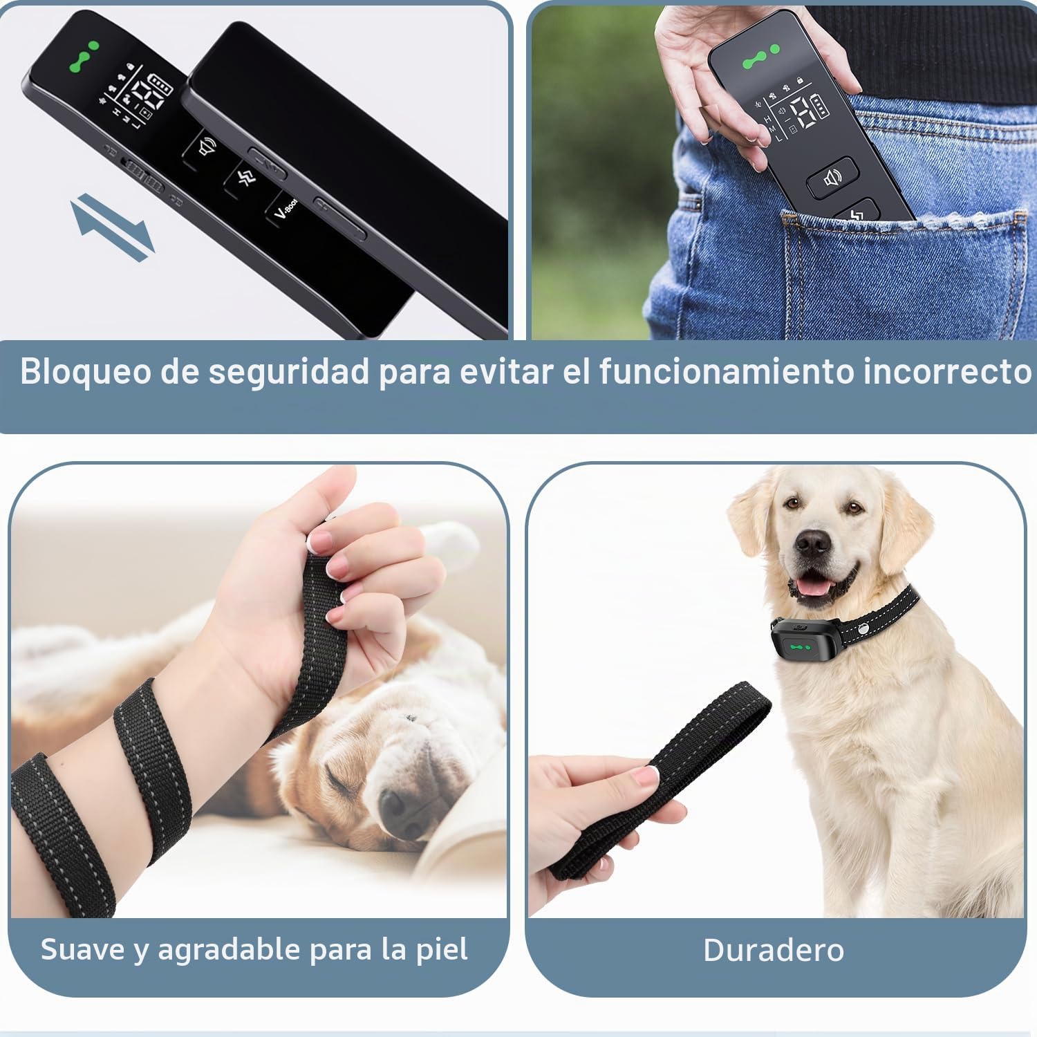 Collar de adiestramiento para perros, 3 modos de pitido/vibración/vibración potenciada, alcance 792m, recargable, impermeable IP67, collar antiladridos con mando a distancia para perros de todos los