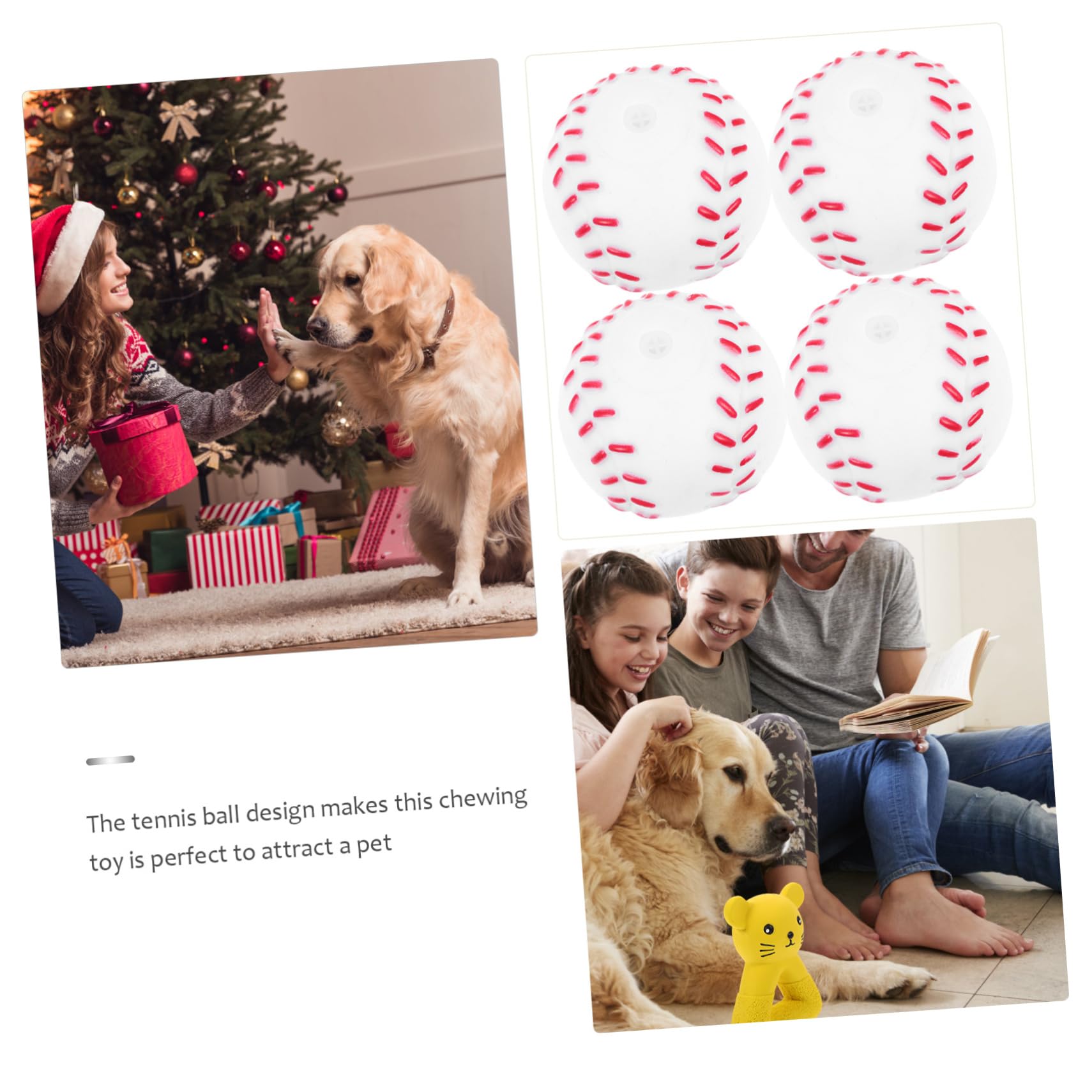 INOOMP 5 Sätze Hundespielzeug Zähne Sound Spielzeug Interaktives Hundetennisspielzeug Welpen Zahnen Haustier Hund Interaktives Hunde-apportieren 4 Stück * 5