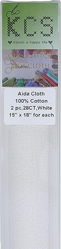 Miniatura 109 de KCS 2 piezas de tela de algodón Aida de punto de cruz contado de 15" x 18" para bordado (Lino, 14CT)