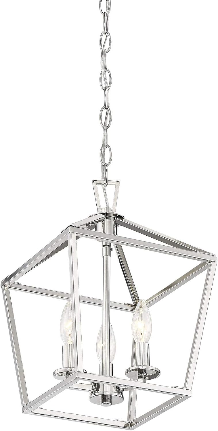 Savoy House 3-320-3-109 Townsend Open Frame Pendant Lantern Ceiling Light, 3-Light 180 Total Watts, 15" H x 10" W, Polished Nickel
