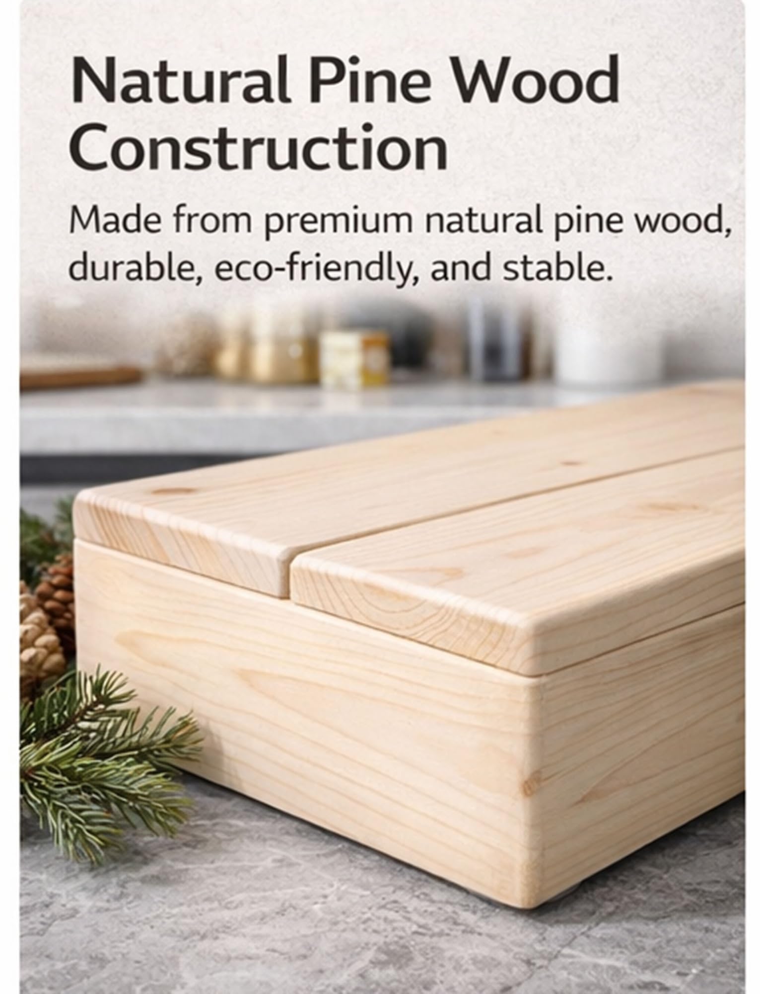 Taburete de madera resistente con almohadillas antideslizantes, escalones de madera de pino maciza para exteriores para adultos y personas mayores, resistente a la intemperie