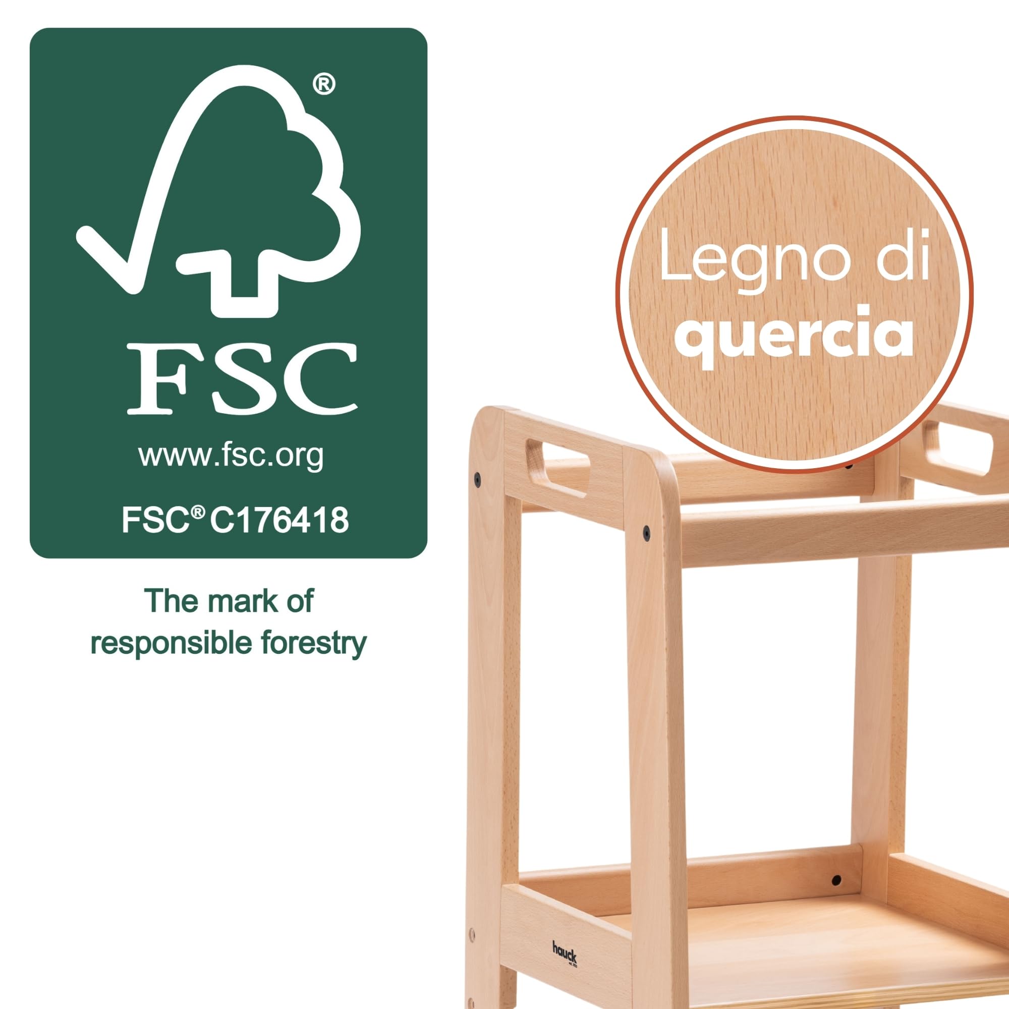 Torre Montessoriana Bambini 1 Anno 40 kg Legno Faggio Regolabile Altezza