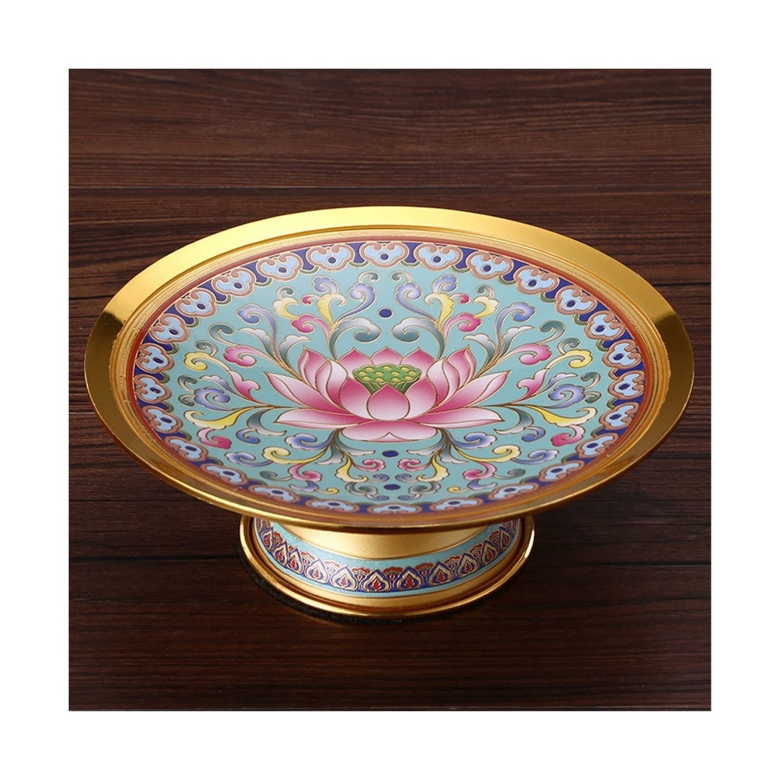 IROEJT Countertop Fruit Bowl Exquisite Tall Fruit Tray Painted Lotus Pattern Fruit Tray Large Capacity Dessert Tray Home Decorations Fruit Basket Bowl