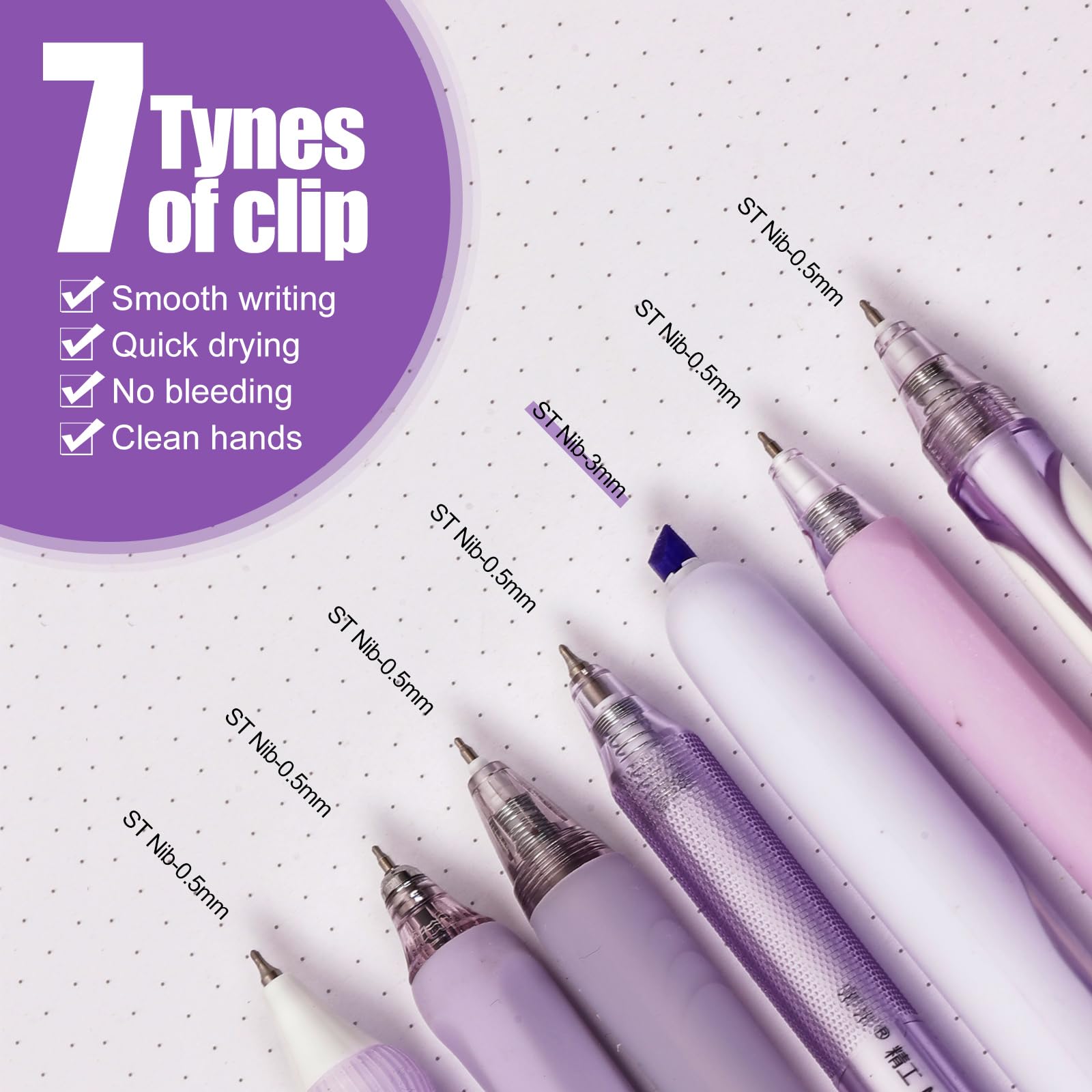 Juego de 7 bolígrafos de tinta de gel pastel, paquete de 6 bolígrafos de tinta negra con 1 resaltador para escribir, bolígrafo de gel líquido retráctil (0.5 mm), bonitos bolígrafos estéticos