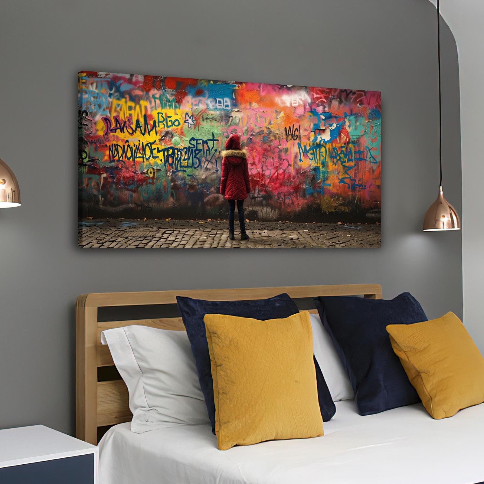 Toile Banksy graffiti abstrait pour decoration chambre moderne - 8
