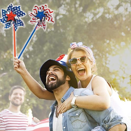 Miniatura 6 de 4E 's Novelty Patriotic Pinwheels (12 unidades) 4 de julio de fiesta Favores para niños adultos, Día de la Independencia del desfile 4 de julio