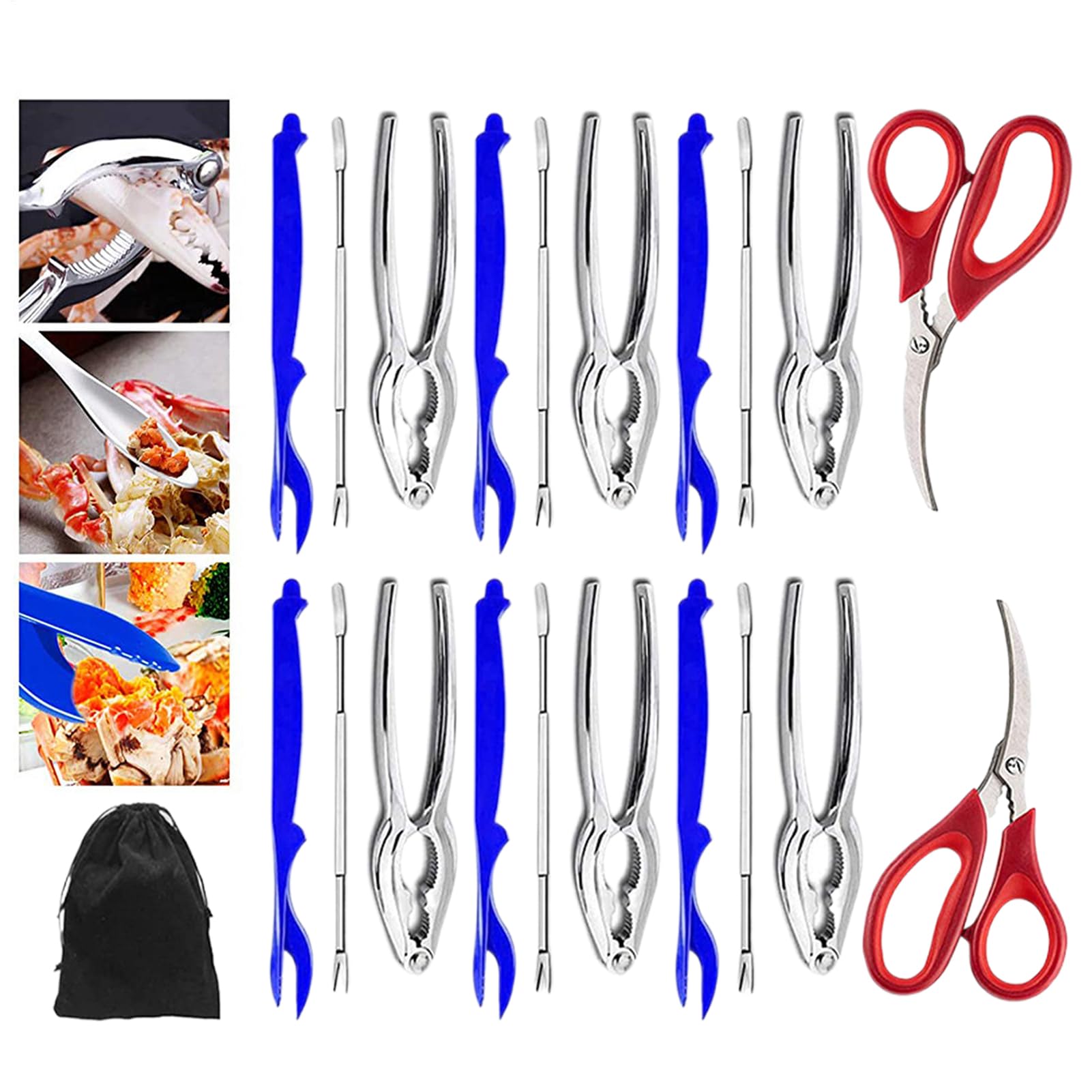 Rompecangrejos Accesorio Antideslizante Para Cascar Mariscos | Juego De Tenedor Para Patas Y Cascanueces De Marisco Para Hogar Cocina Exteriores Camping Picnic Restaurantes y Eventos