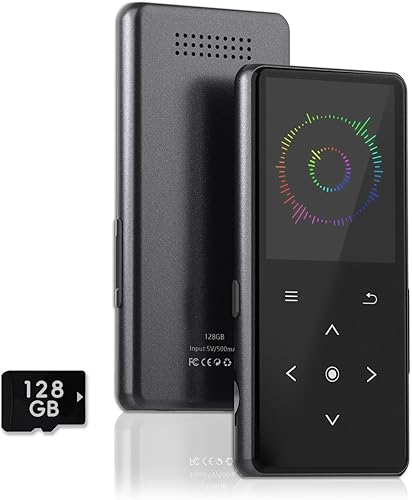 Reproductor MP3 de 128 GB con Bluetooth, reproductor de música portátil con altavoz incorporado