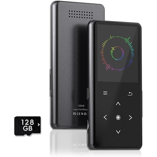 128GB MP3 Player with Bluetooth, Portable Music Player with Built-in Speaker, Enjoying Your Digital Music and Audiobooks Anytime,Includes FM Radio,Recorder,E-Book,and Comes with Earphones