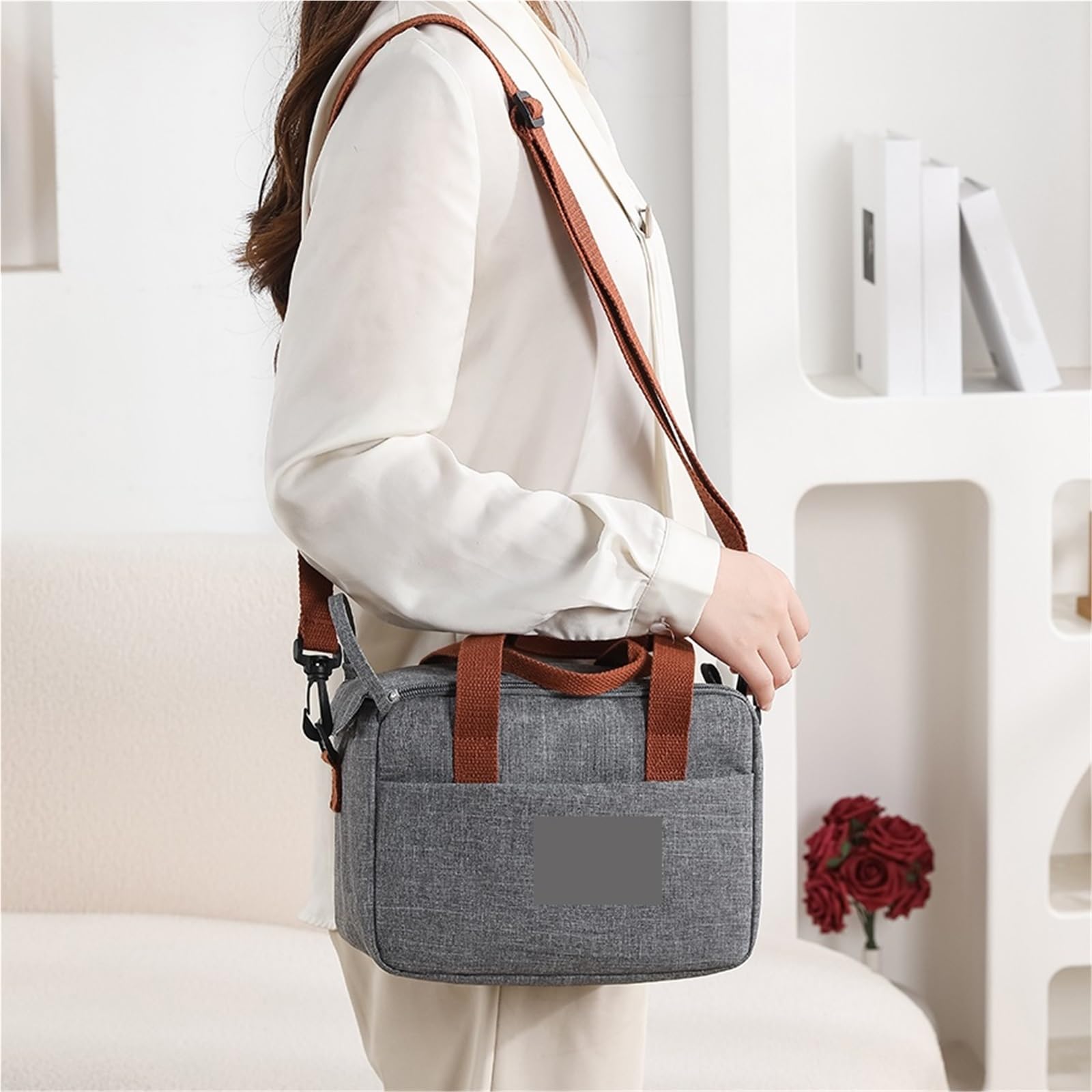Bolsa De Almuerzo Fiambrera aislante térmica de tela Oxford, bolso almacenamiento, bolsas multifuncionales for escuela, oficina, Picnic, almuerzo, 2 uds(Black)