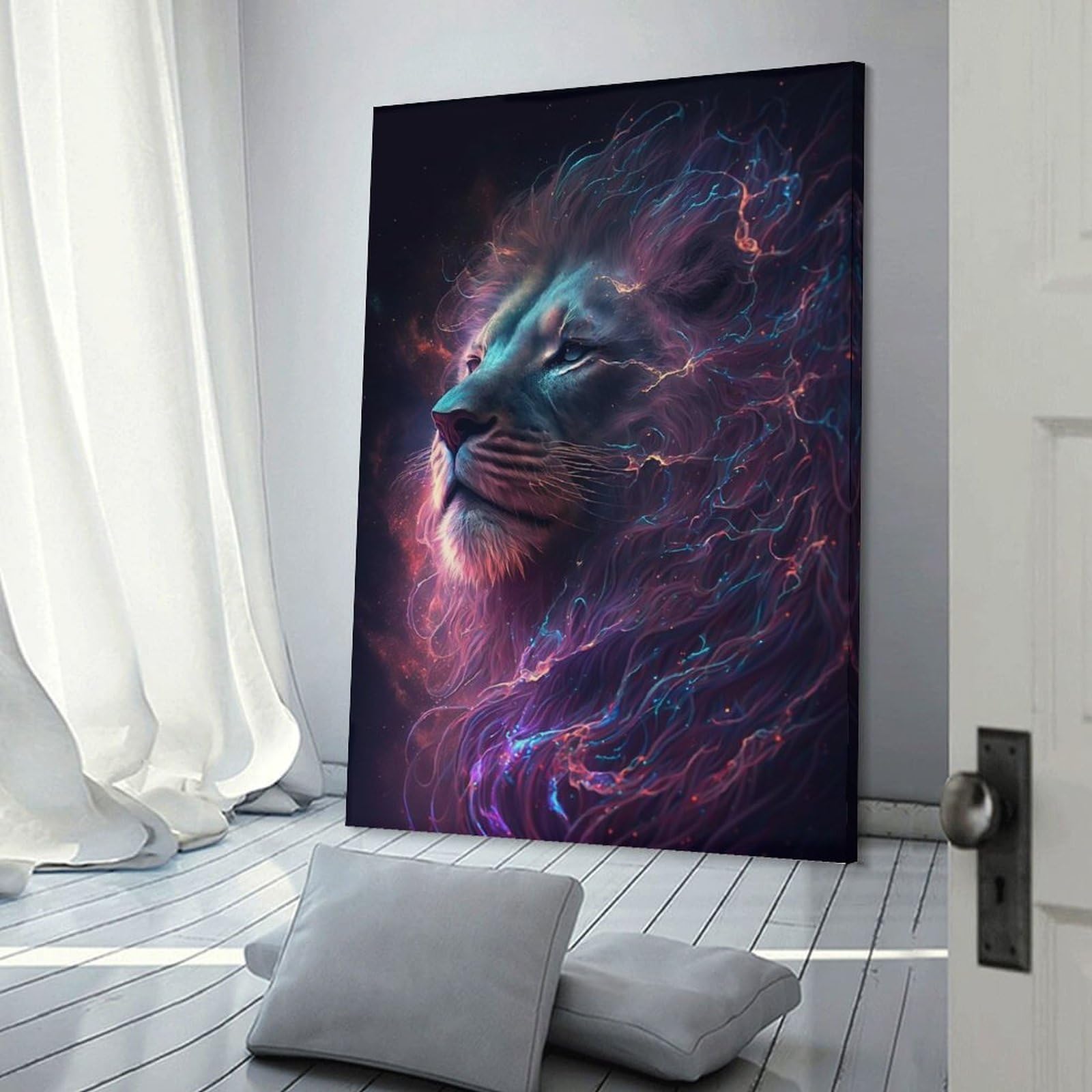 Junmoney Galaxy Lion Animal Home Decor Wall Art, 12x18inch(30x45cm), for New Homes, Bedrooms Or Workspaces, Gift Idea for Housewarming And Birthdays
