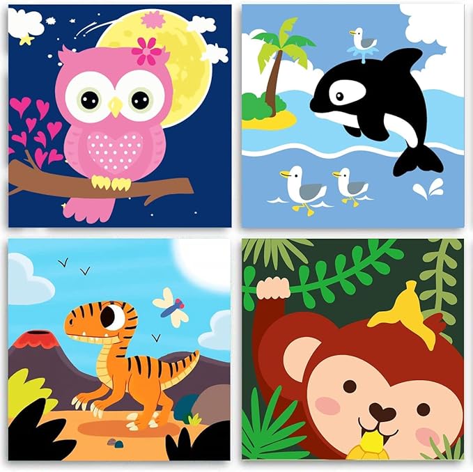 4 Pack DIY Paint by Numbers for Kids Ages 48 Paint by