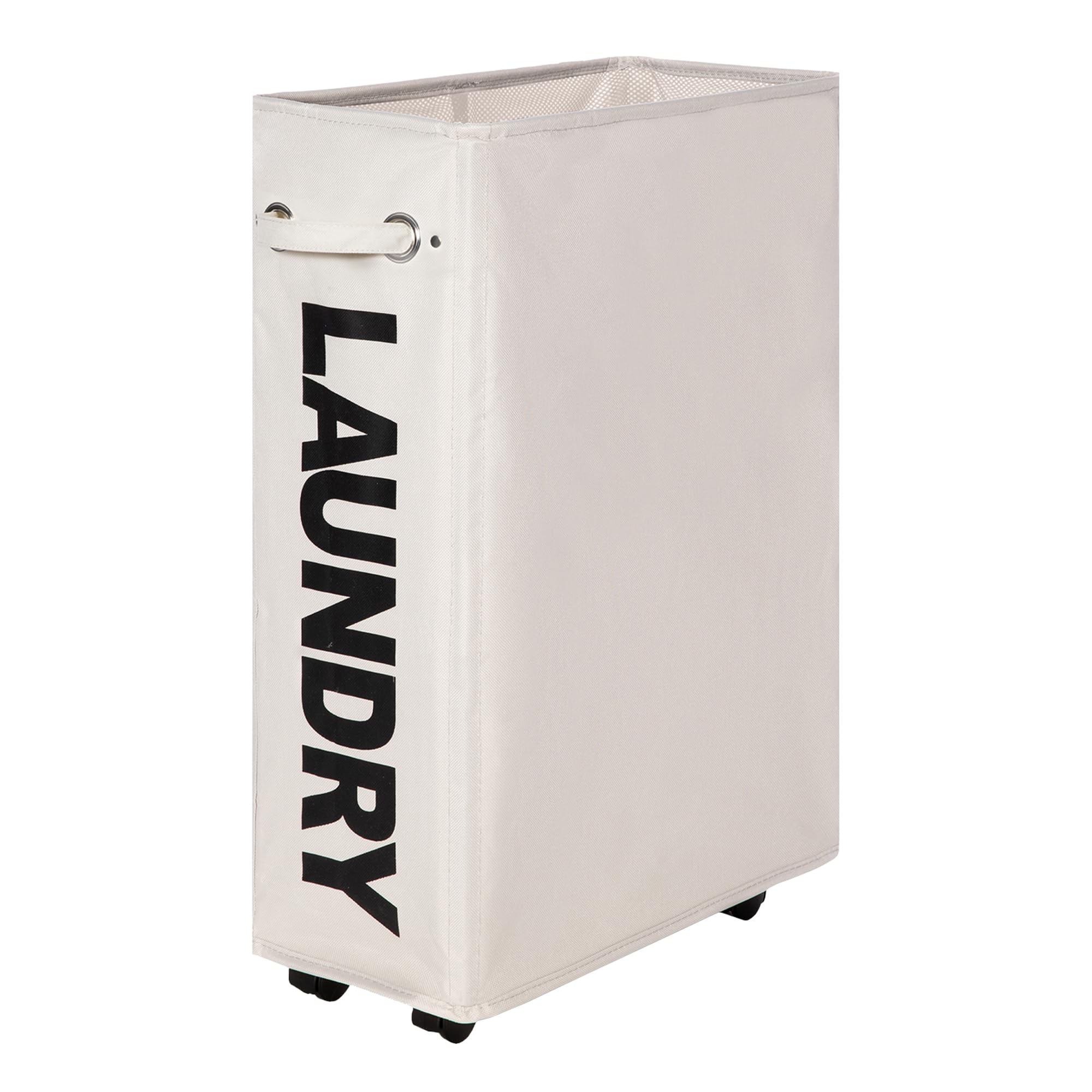 Panier à linge 55L de salle de bain beige pour optimiser un petit espace