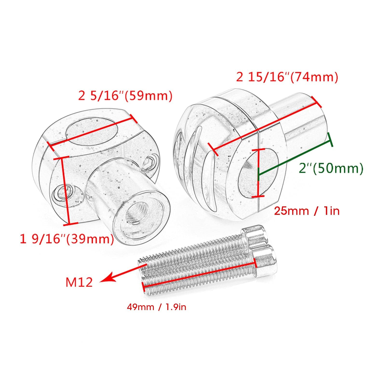 Riser Manubrio Moto, Riser Barra CNC 25 Mm Morsetto Manubrio Universale per Moto Testa Tonda con Sollevatore Manubrio a Righe(Placcatura in argento)
