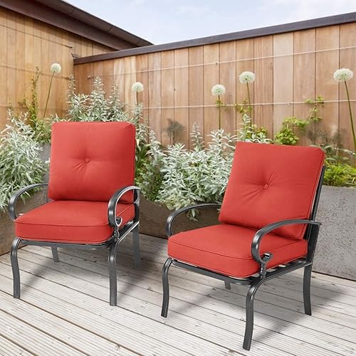 Miniatura 2 de Skiway Juego de muebles de 2 piezas con marco de acero metálico para exteriores, silla de comedor bistró para patio, sillas de conversación bistró