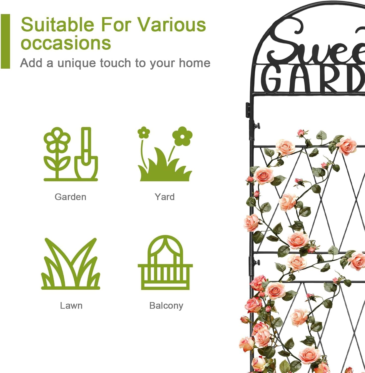 hogardeck 1PC Metal Garden Trellis 45 * 14 inch for Climbing Plants Flowers Outdoor,Heavy Duty,Black Coating Rustproof Trellis for Rose, Vegetable, Flowers, Perfect for Training Climbing Plants