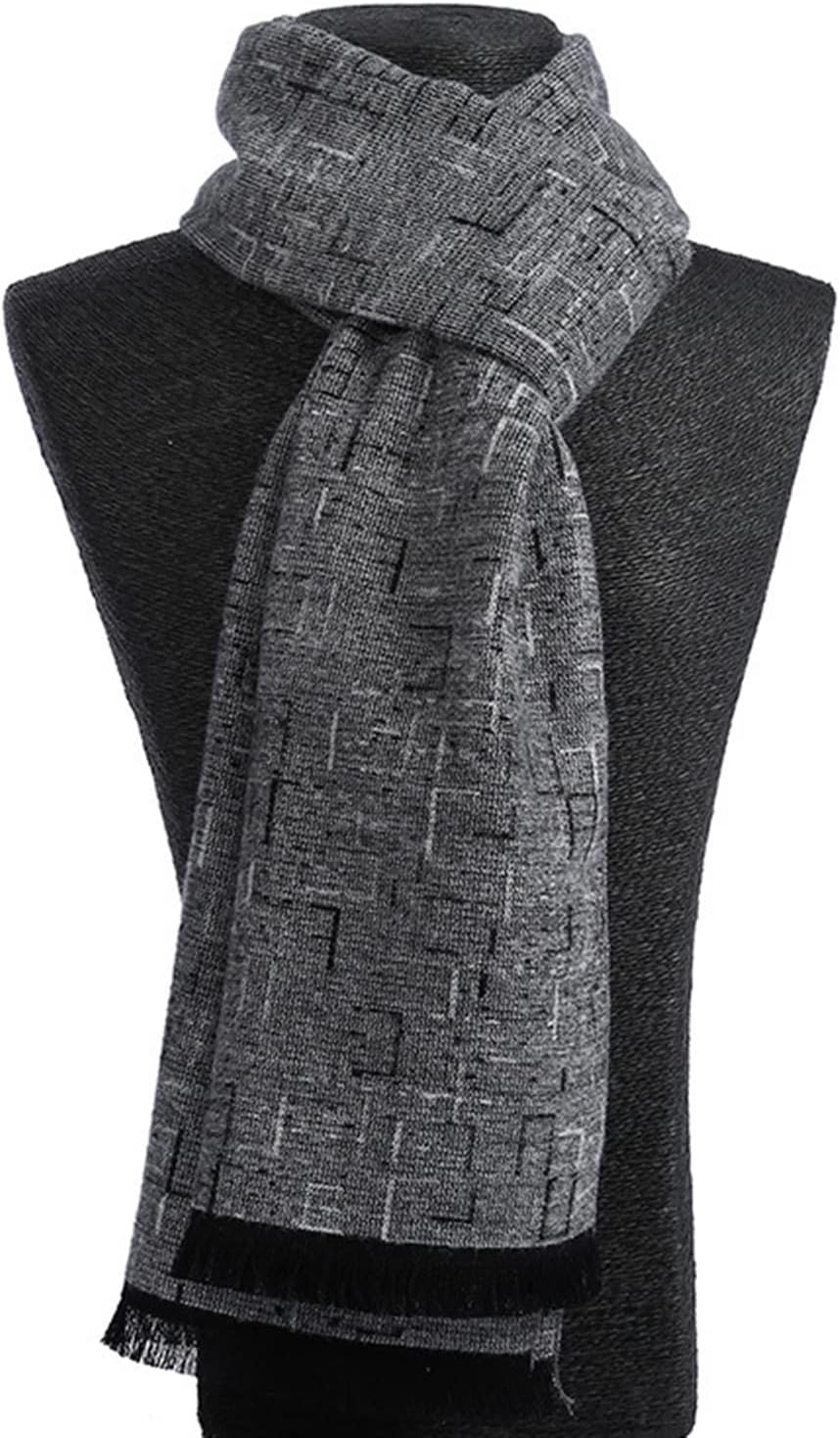 Men's Scarves Winter Plaid Scarf Tassel Edge Soft Warm Scarf Fashion for Choice，Gray-180 * 30cm
