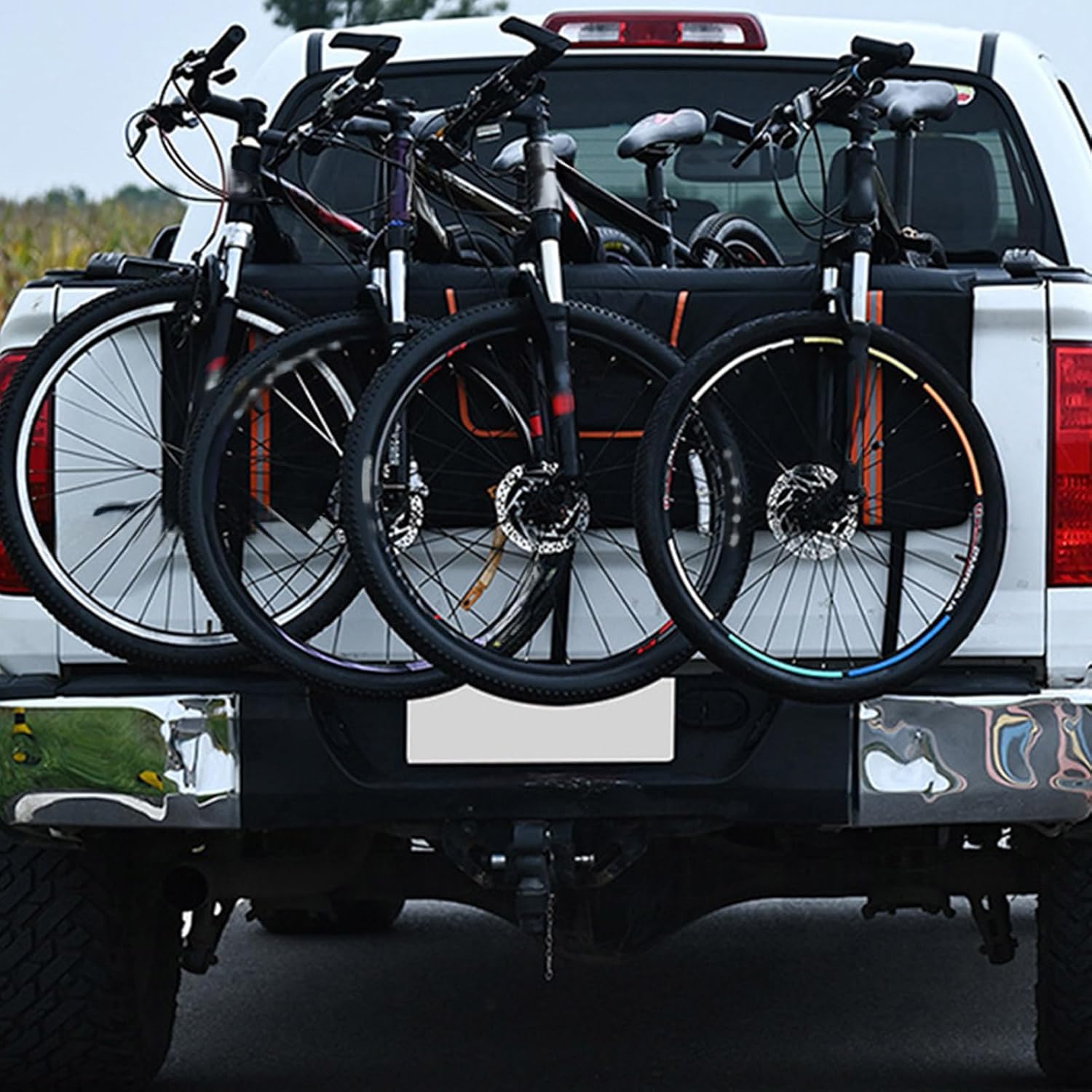Mountain Bike Tailgate Pad - 135x83cm, Oxford Cloth, Grey, Truck Tailgate Pad, Bike Rack Protector, Bike Cover | Heavy Duty Tailgate Pad with Reflective Strips for Mountain Bikes