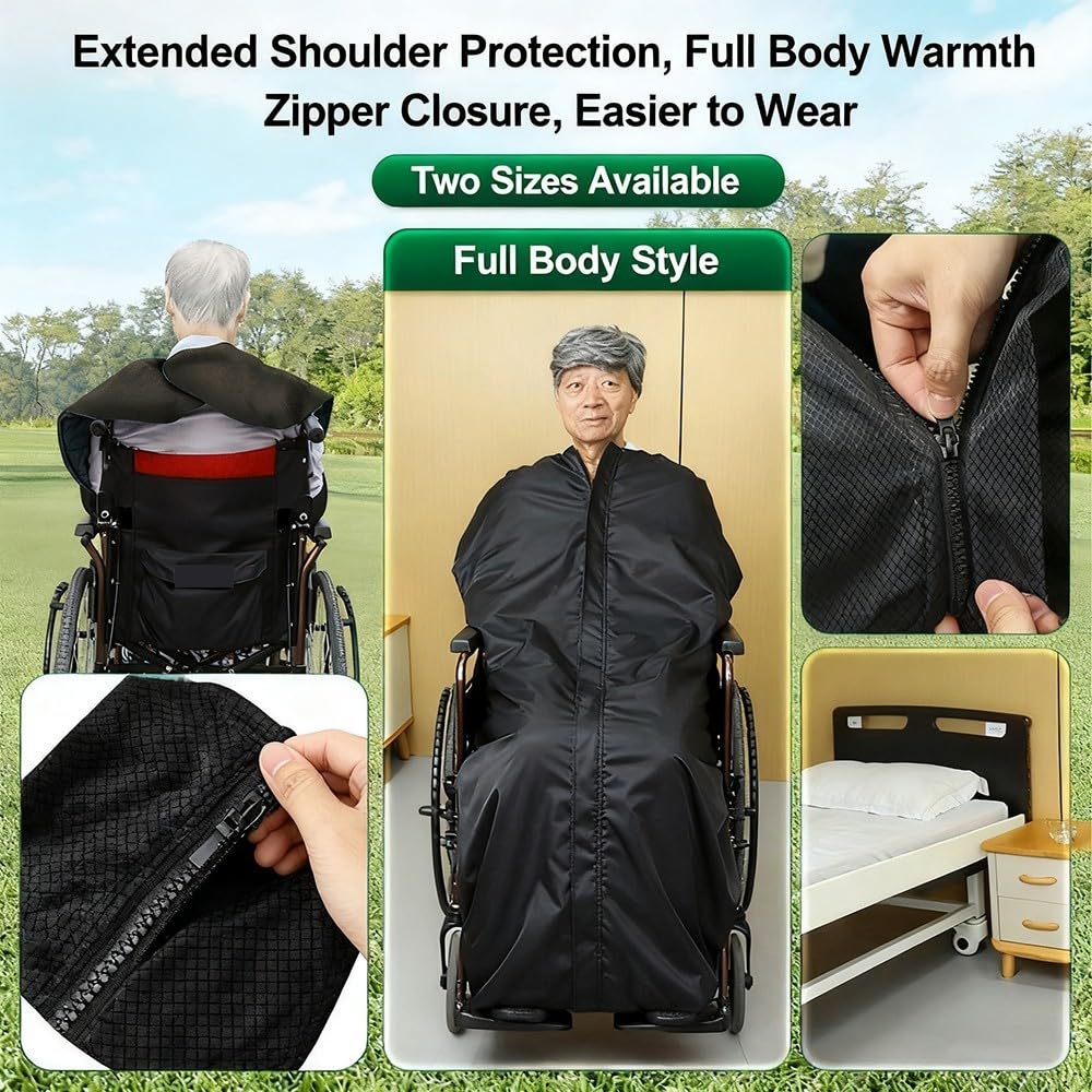 Saco para Silla De Ruedas De Felpa Gruesa Impermeable, Manta para Adultos Resistente Al Viento con Ajuste Universal, Ideal para Cuerpo Inferior Y Uso Diario En Silla De Ruedas
