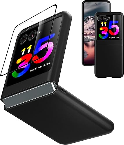Feitenn Funda para Moto Razr Plus, protector de pantalla para Moto Razr Plus, funda delgada de policarbonato duro a prueba de golpes con película