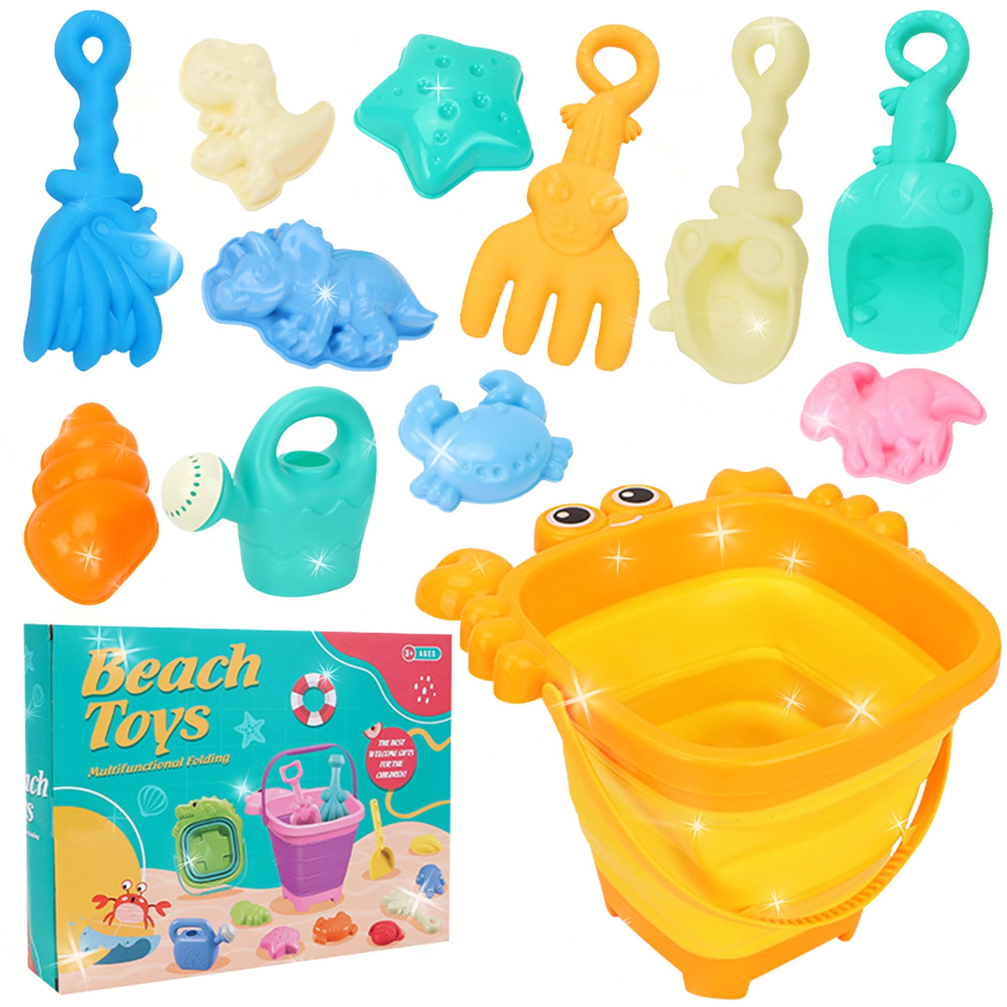 Beach Toys Set for Kids Sand Bucket Spade Beach Set Kids Play Sand Toy Shovels Sea Animal Soft Molds Outdoor Toys for Beach Party Supplies