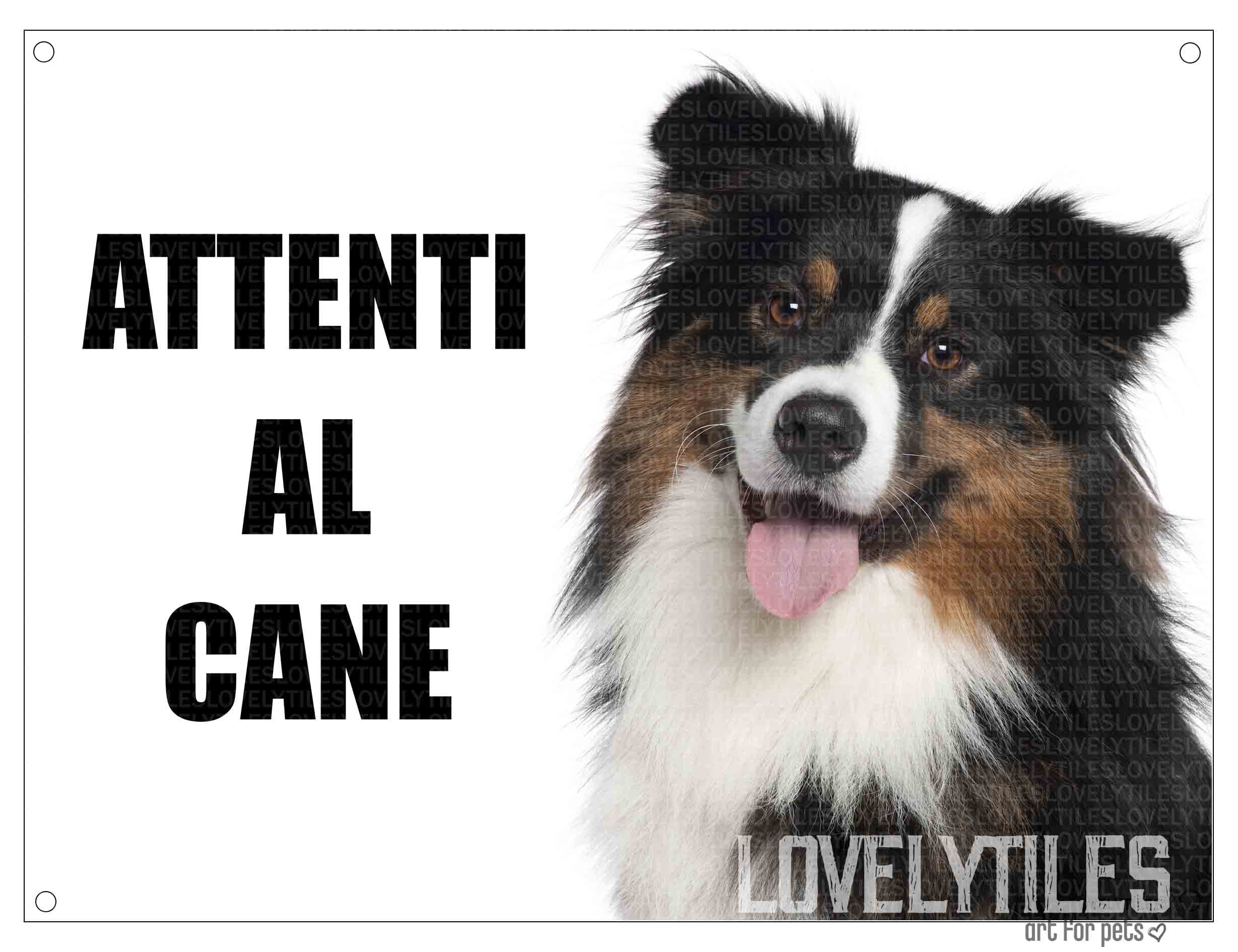 AUSTRALIAN SHEPERD attenti al cane mod 2 TARGA cartello IN METALLO (15X20)