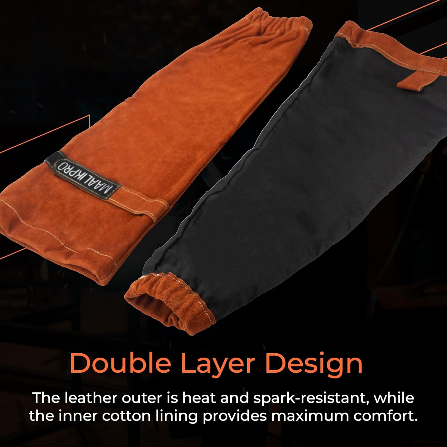 Leather Welding Work Sleeves - Heat- & Flame-Resistant for Men & Women - Ideal for Welding, and Industrial Work