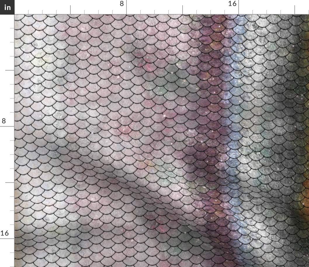 Spoonflower Fabric - Salmon Skin Fish Gray Scales Mermaid Silver Printed on Petal Signature Cotton Fabric by The Yard - Sewing Quilting Apparel Crafts Decor