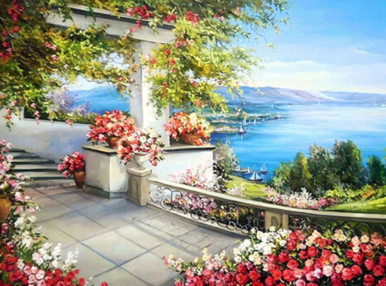 HOHOME 5D Diamond Painting Cross Stitch Kits DIY Handmade Full Drill Resin Diamond Embroidery Mosaic With Making Tools Set for Home Decoration