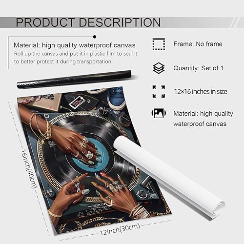 Miniatura 2 de rumlud Póster de lienzo musical de mujer negra de Y2K, arte de pared, arte de pared vintage, urbano, femenino, impresiones estéticas para bar,