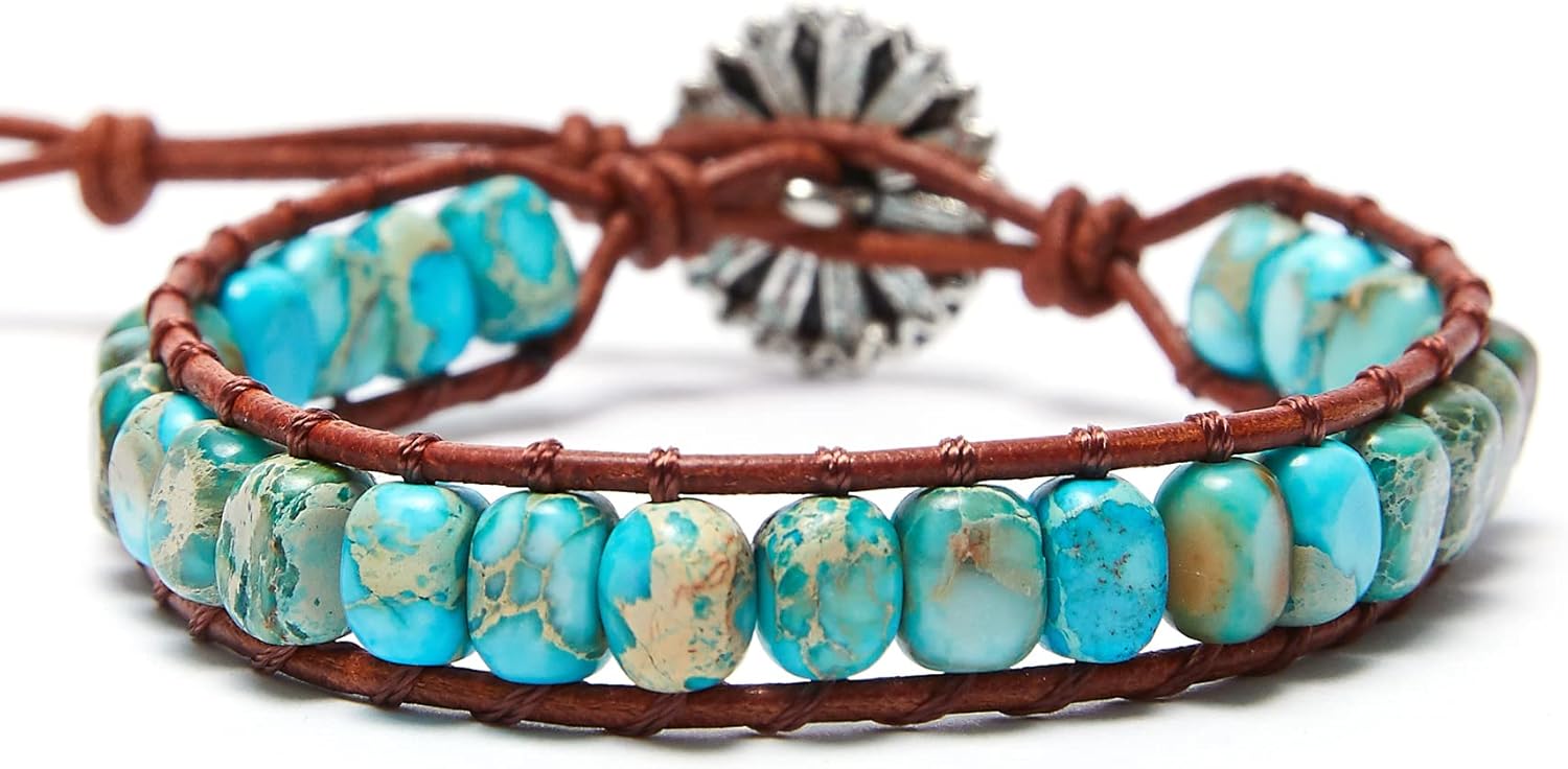 ZOSOJONA 7 Chakra Bracelet Bohemian Handmade Leather Wrap Healing Protection Natural Stone Yoga Beaded Bracelets Boho Friendship Jewelry