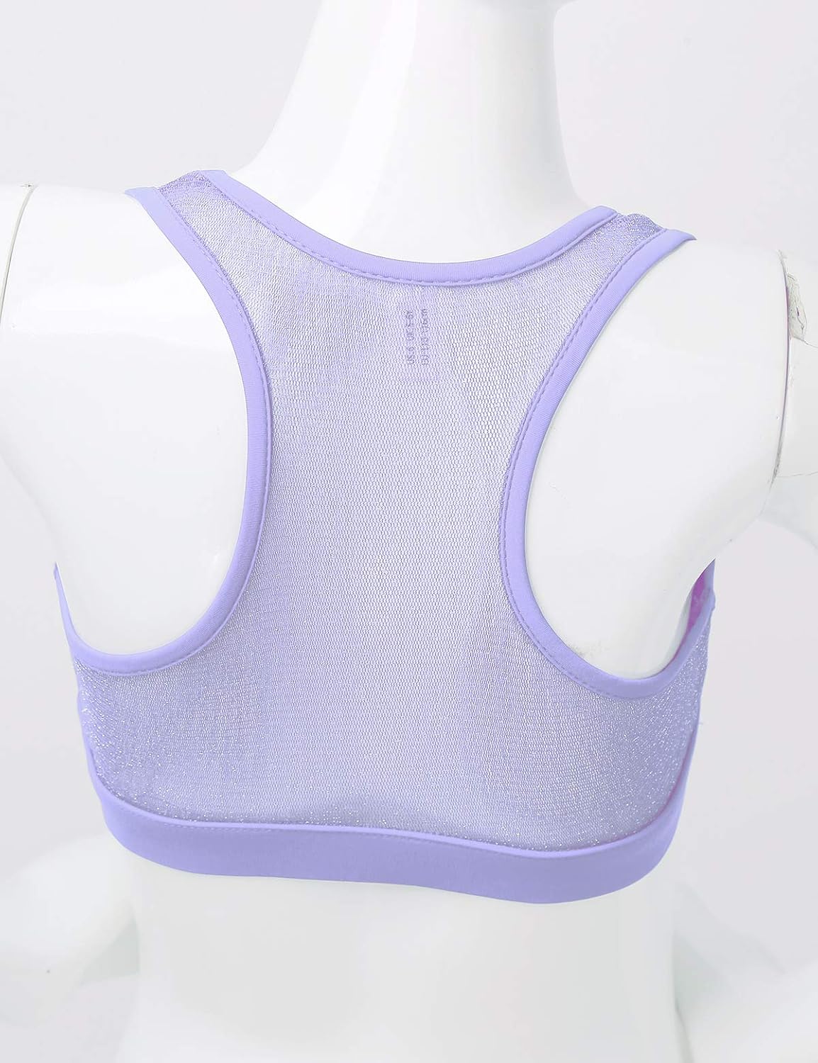 TTAO Kids Girls Racer Back Mesh Splice Gymnastics Sports Stretch Bra Crop Tops Ballet Dance Tank Tops