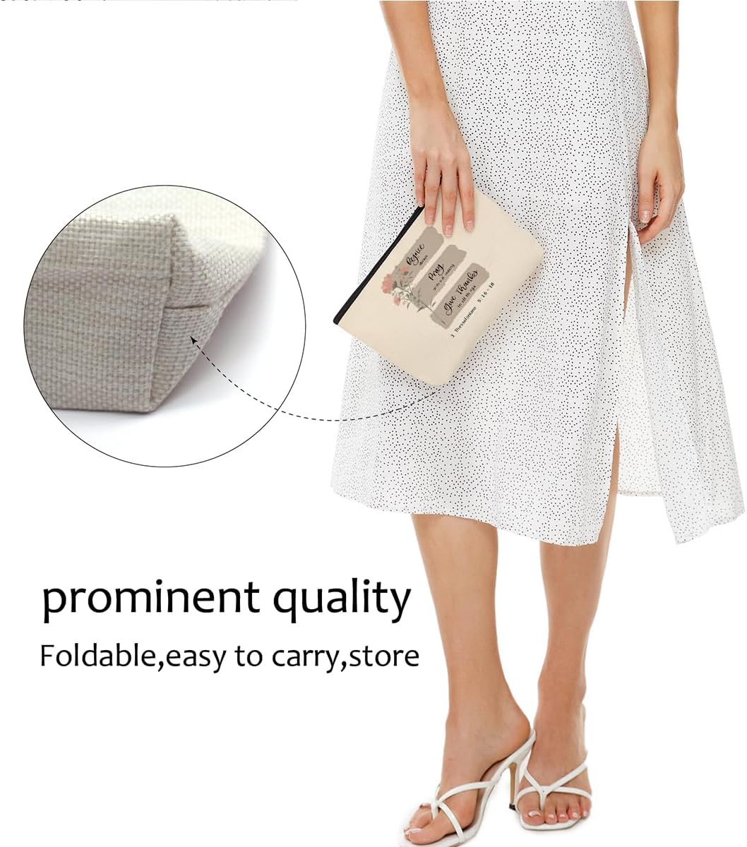 Vintage Flower Makeup Bag for Women, Bible Verse Portable Travel Organizer Toiletry Cosmetic Bag with Zipper, Roomy Makeup Bags Skincare Pouch Travel Accessories, Christian Gifts - Image 7