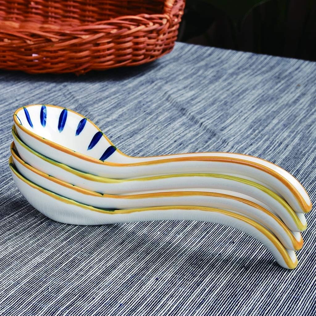 Mestolo Professionale/Mestolo da Minestra in Ceramica/Cucchiaio da Minestra con Manico Lungo/Cucchiaio for Riso for Uso Domestico, Sottosmalto, Sicuro e Non tossico, Mestolo in Acciaio Ceramico Bianco