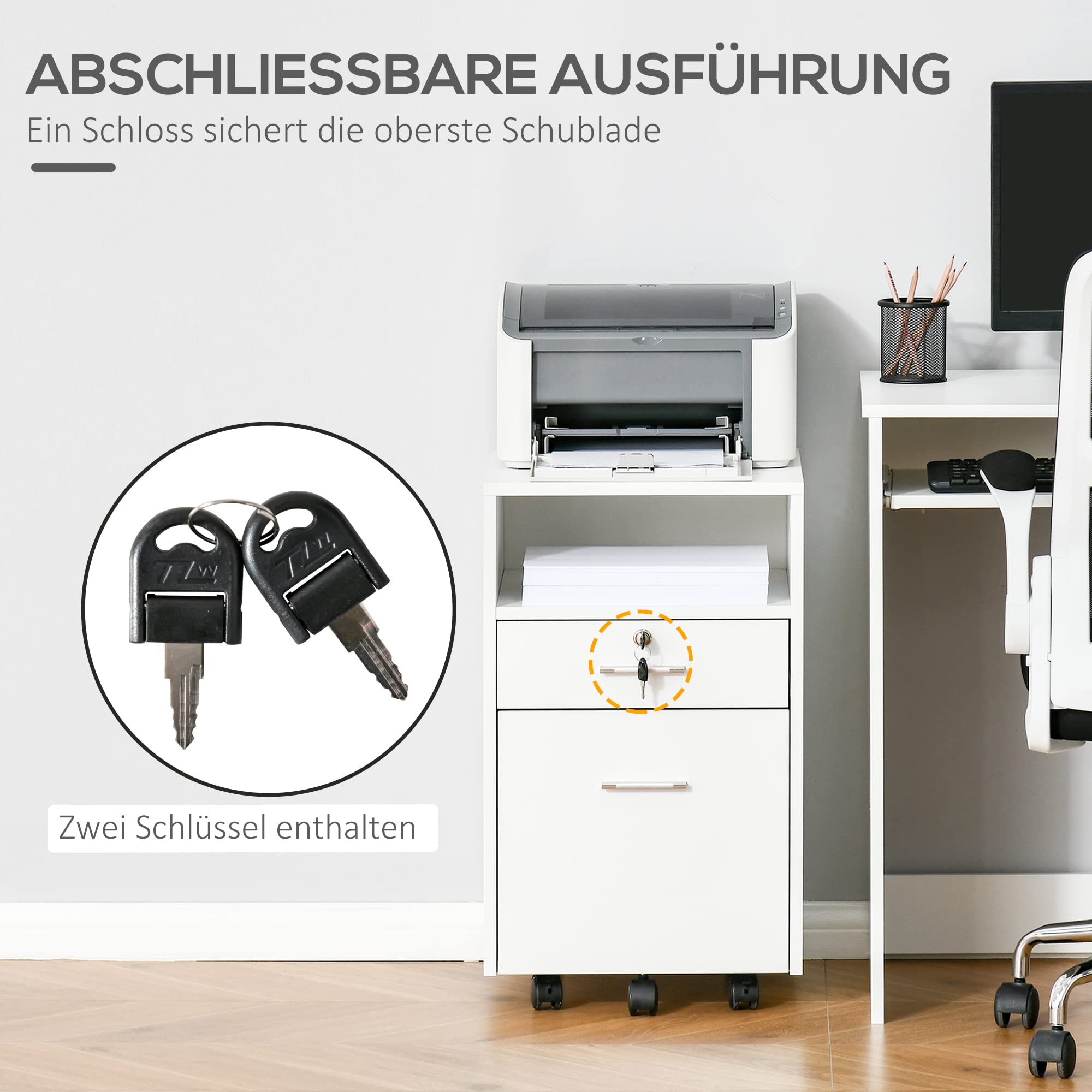 Aktenschrank Mit Türen 80x80x40cm - Abschließbarer Büro-Schrank Schwarz