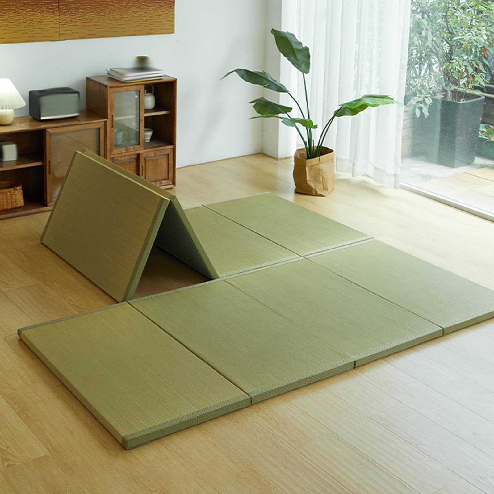 Tatami Tapis de sol japonais pliable avec dos antidérapant, respirant, facile à nettoyer, idéal pour salon, chambre à coucher, méditation, yoga, salon de thé
