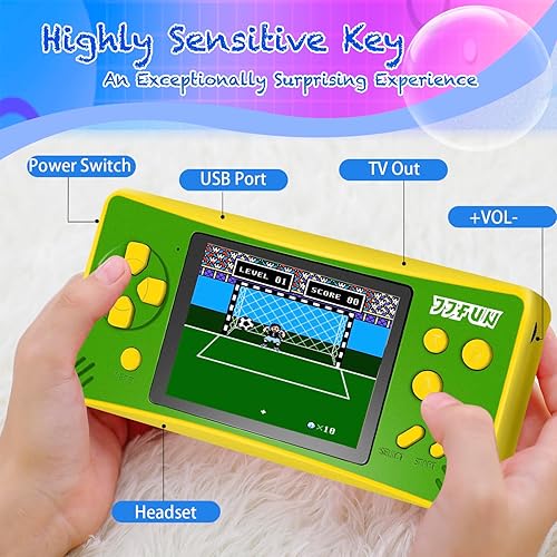 Miniatura 3 de Juegos de mano retro para niños, reproductor portátil de pantalla grande de 3.2 pulgadas, precargado, 168 videojuegos clásicos, recargable, salida