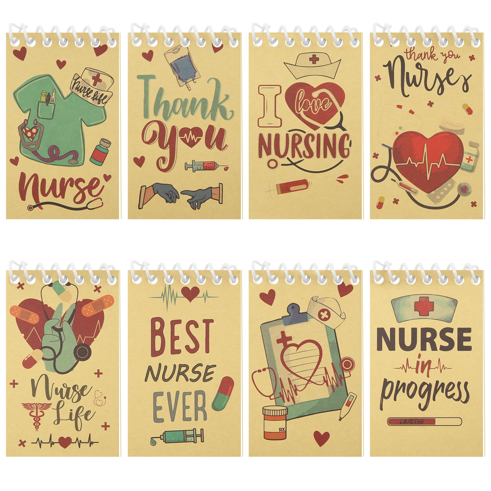 16 Pcs Nurse Memo Note Pads Mini Blank Notepads Spiral Nursing Small Pocket Notepads Medical Journal Notebook Nurse Gifts Nursing Student Daily Planner for Hospital School Supplies (Brown Cover)