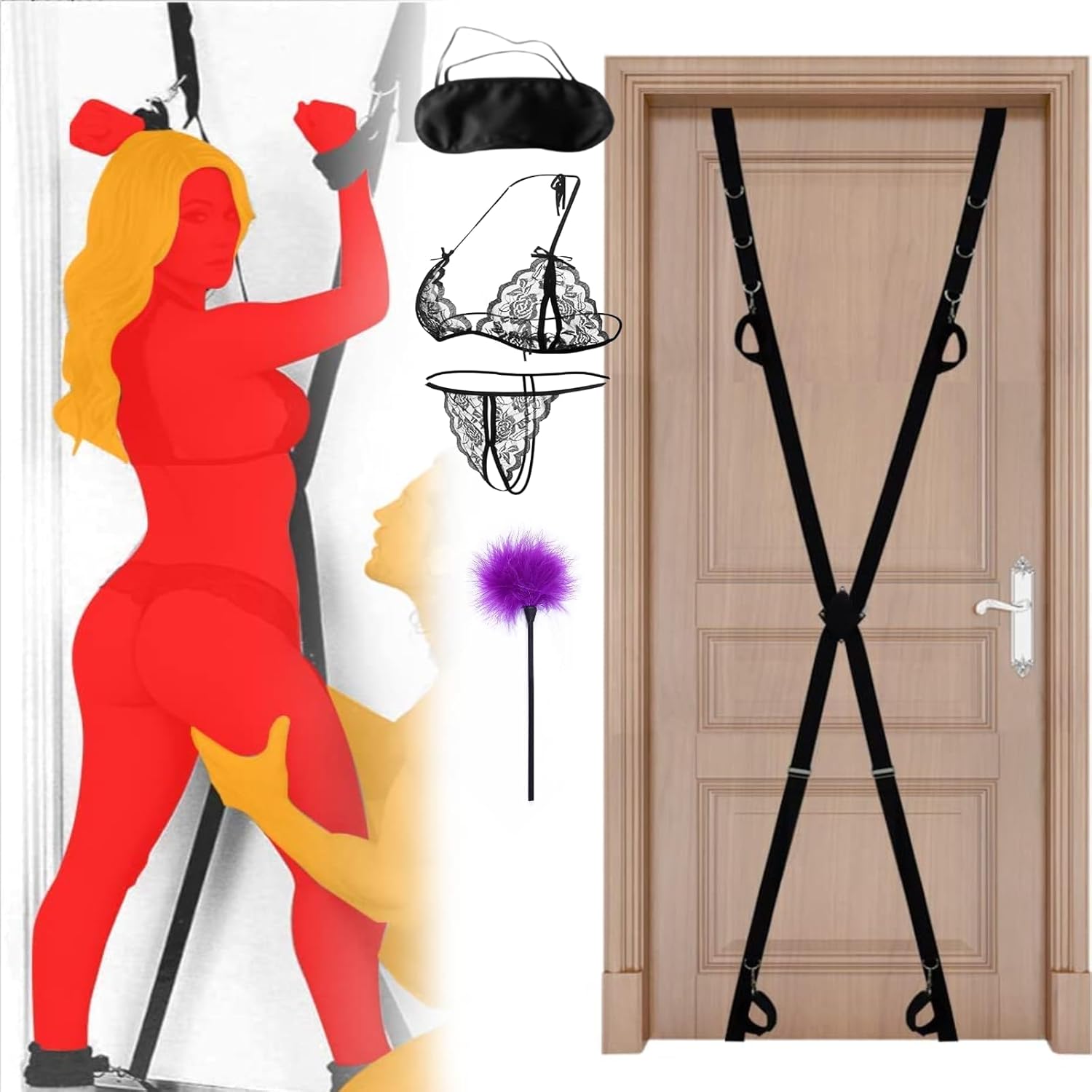 Sex Straps Door Sex Swing, Sex Furniture for Bedroom with Adjustable Spreader Straps, The Door Swing for Adults Sex Straps for Adult Heavy Duty Frequent Flyer Door Mount Swing Sweater Yoga JP-98