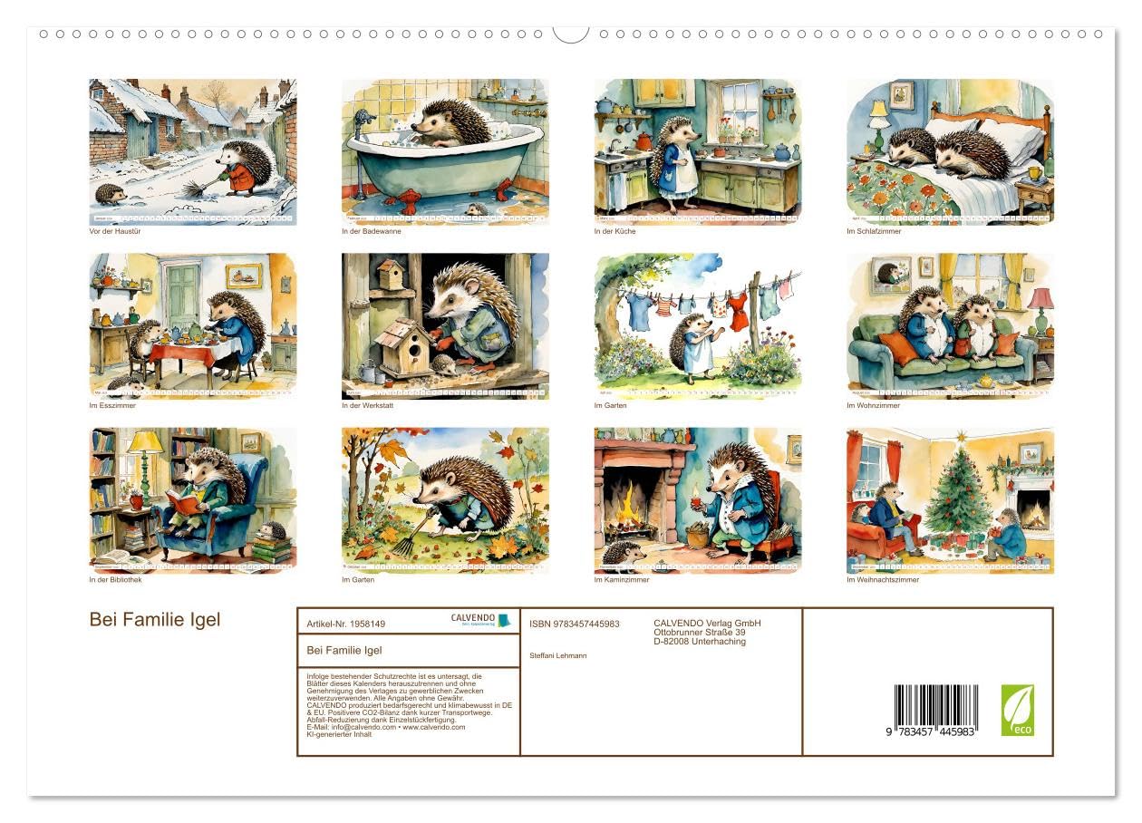 Bei Familie Igel (hochwertiger Premium Wandkalender 2026 DIN A2 quer), Kunstdruck in Hochglanz: Erzähle jeden Monat Deine eigene Geschichte! (CALVENDO Tiere)