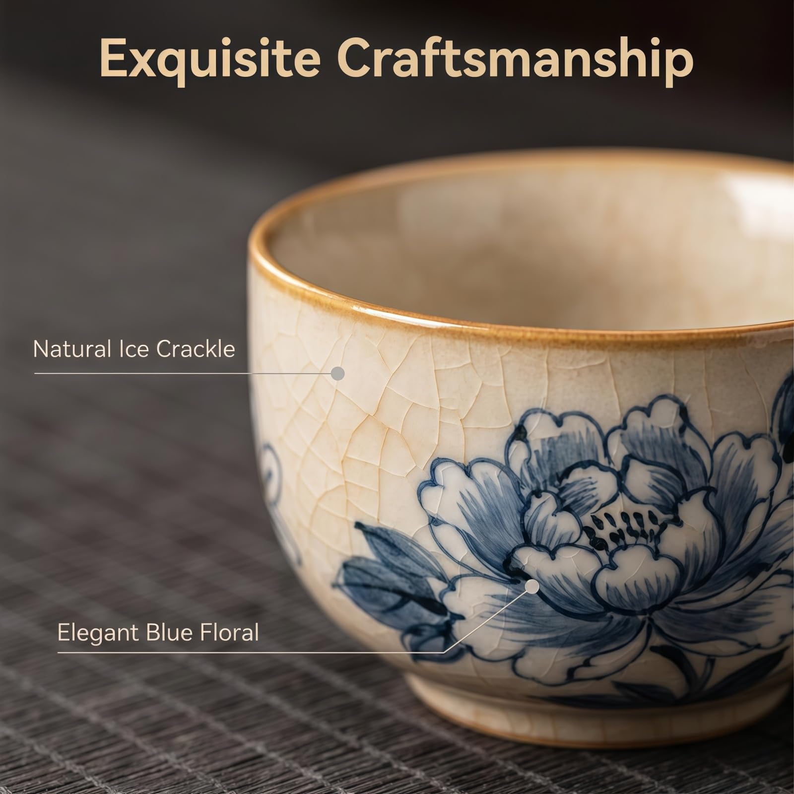 Gongfu zestaw do herbaty, ręcznie malowany porcelanowy zestaw do herbaty z czajnikiem, 6 filiżanek, tradycyjny zestaw ceremonii parzenia herbaty do domu, idealny dla miłośników herbaty i dawania
