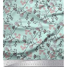 Artistic Pattern - Pastel Mint - Soimoi Polyester Velvet Fabric, 58" Wide Printed Plush Fabric by The Yard for Dresses, Jackets, Blouses, Cushions, Upholstery & Home Decor Projects