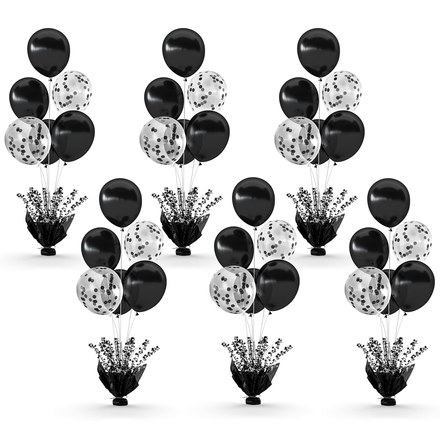 6 Set Black Table Balloons Foil Spray Centerpiece with Black and Confetti Balloons Stand Kit for Birthday Party Baby Shower Wedding Bridal Shower Prom