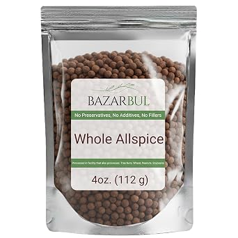 Whole Allspice Berries Pimenta dioica - Certified Kosher, 4oz Resealable Pouch | Fresh, Aromatic, All-Natural Spice for Cooking, Baking, Pickling, Bottle Refill, and Grinder Refill