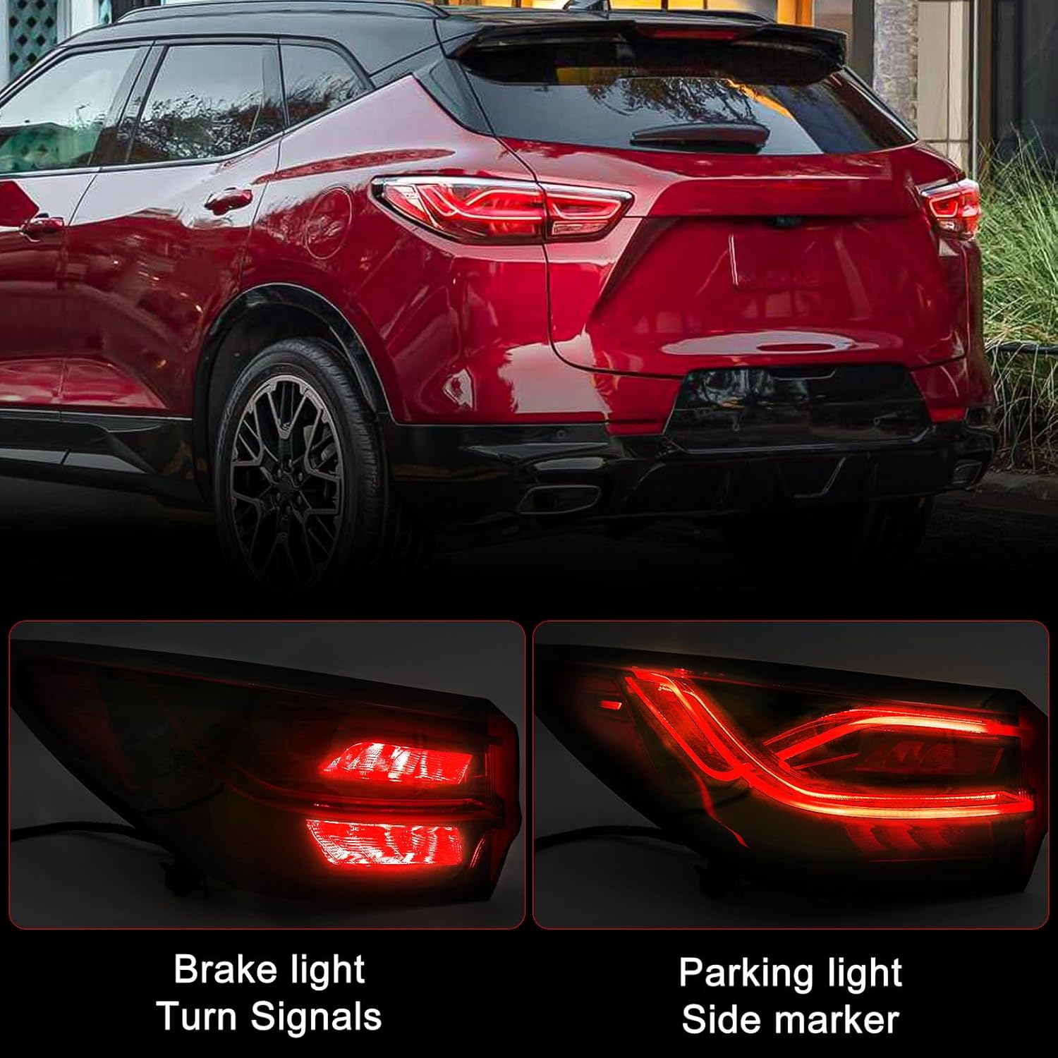 Huray Left Full LED Outer Tail Light Fit for Chevy Blazer 2023 2024 2025 LH Taillight Back lamp Rear Brake Lamp Assembly OE Style Replacement for 85039998 (Driver Side)