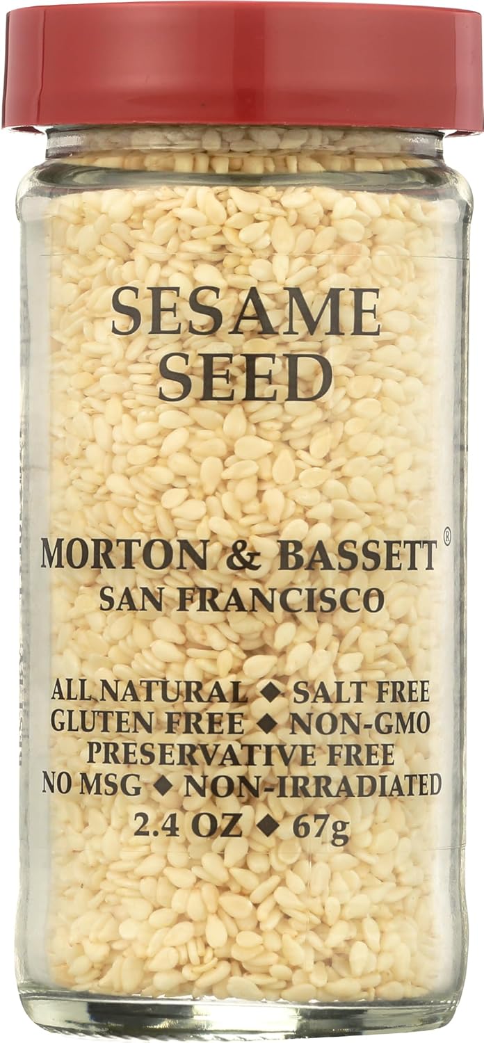 Morton & Bassett Sesame Seed, 100% Organic, Salt Free, No MSG, Kosher, Gluten Free, Non-GMO, 2.4 Ounce (Pack of 3)