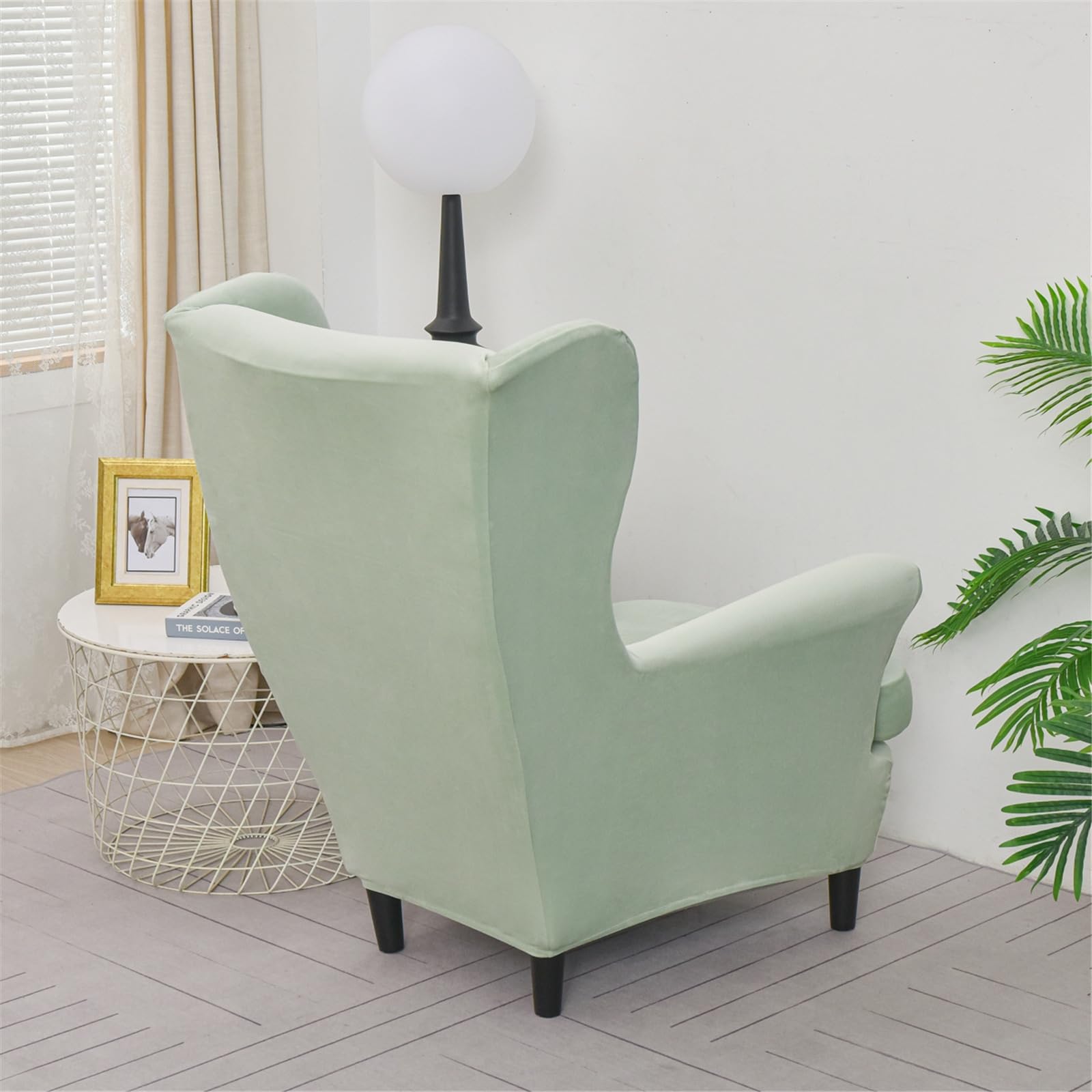 Copripoltrona Elasticizzato Con Orecchie Per Poltrona Strandmon - 2 Pezzi Lavabile (Giallo) - Foto 3