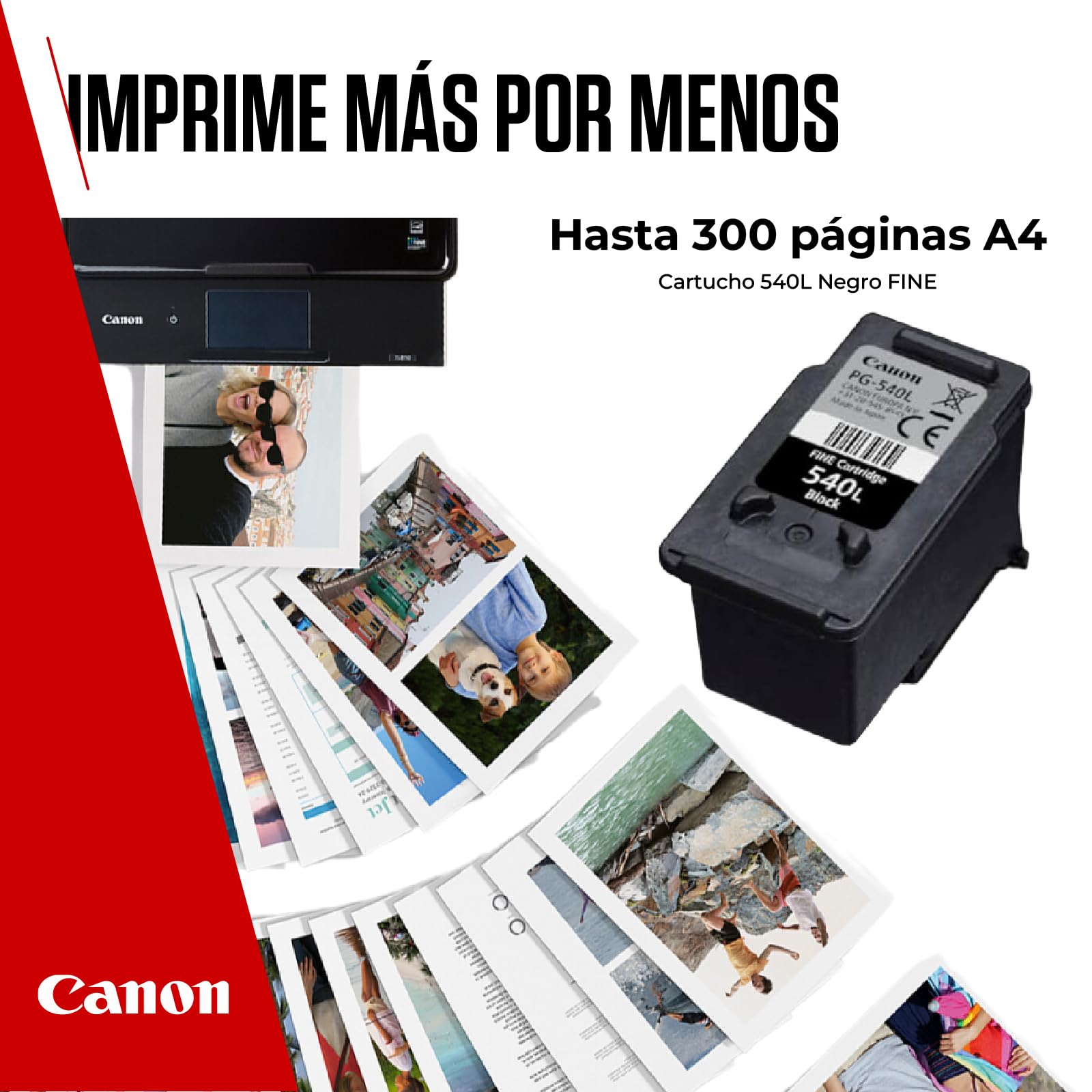 Canon Ink - Cartucho de Tinta Negro Original de Alto Rendimiento PG-540L - Imprime hasta 300 páginas A4 (1 x Cartucho) - Compatible con impresoras PIXMA