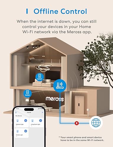 Miniatura 8 de meross Paquete de 4 interruptores inteligentes de 3 vías, interruptor de luz inteligente compatible con Apple HomeKit, Siri, Alexa, Google Assistant